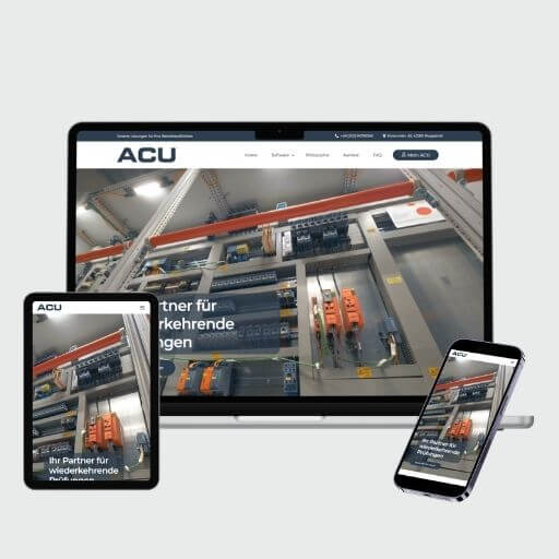Website von ACU Prüfservice auf Laptop, Tablet und Smartphone