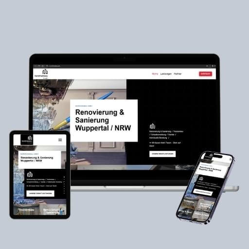 Website von Nordrheinbau GmbH auf Laptop, Tablet und Smartphone