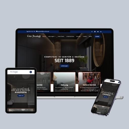 Website von Otto Pooshoff auf Laptop, Tablet und Smartphone
