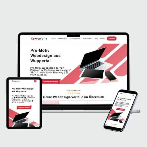 Website von Pro Motiv – erste Website auf Laptop, Tablet und Smartphone
