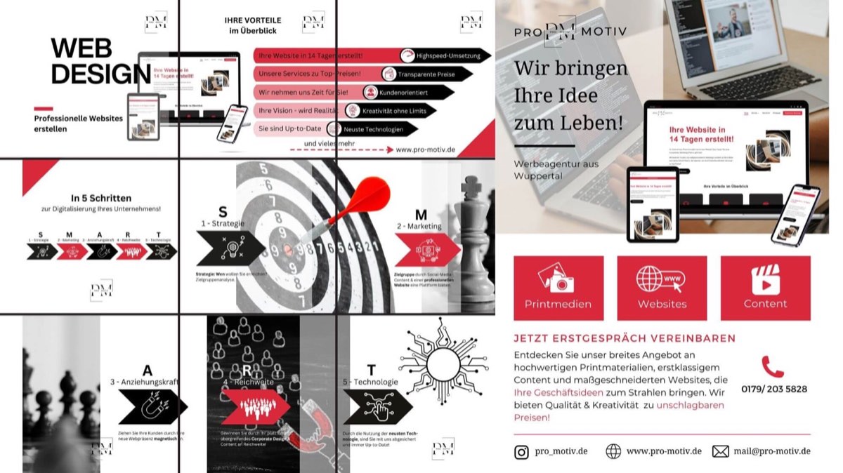 Frühe Printmedien von Pro Motiv: Flyer und Werbematerialien