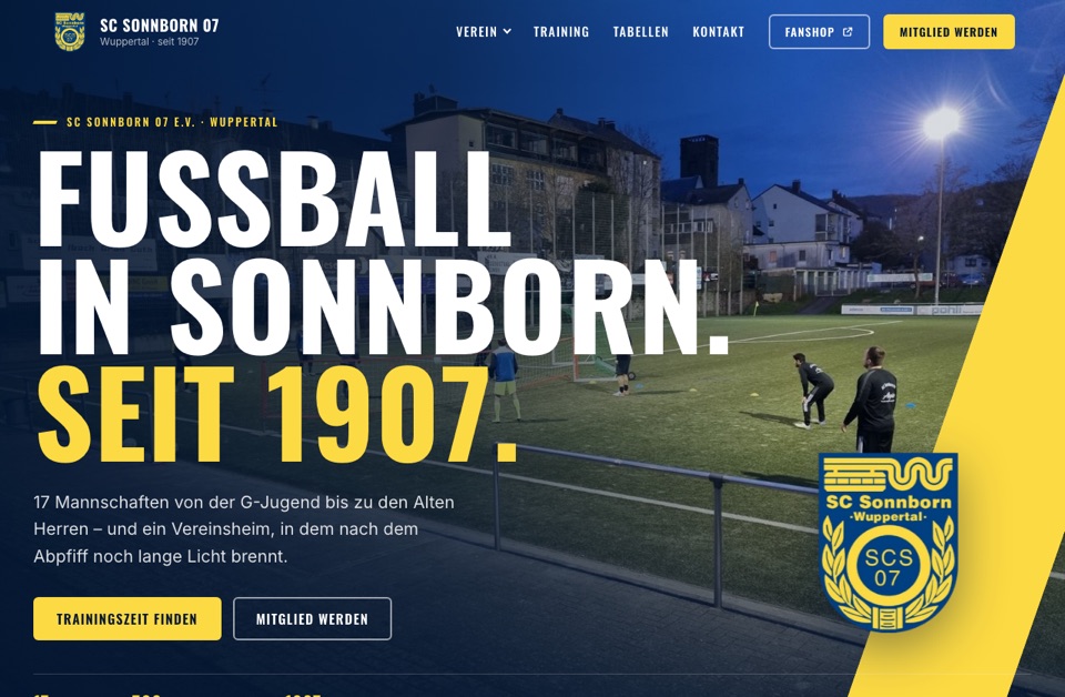 Nachher: SC Sonnborn 07 – Startseite vor und nach dem Relaunch