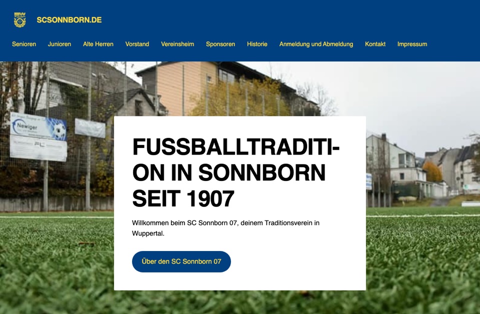 Vorher: SC Sonnborn 07 – Startseite vor und nach dem Relaunch